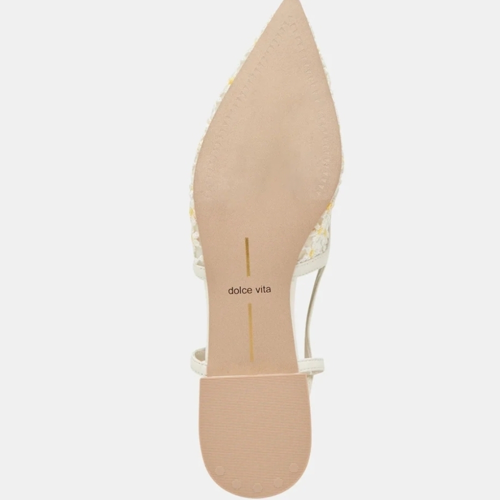 💛🔹️ Dolce Vita 🔹️Pamie Floral White Floral Mesh Women's Slingback Flats - Picture 9 of 12
